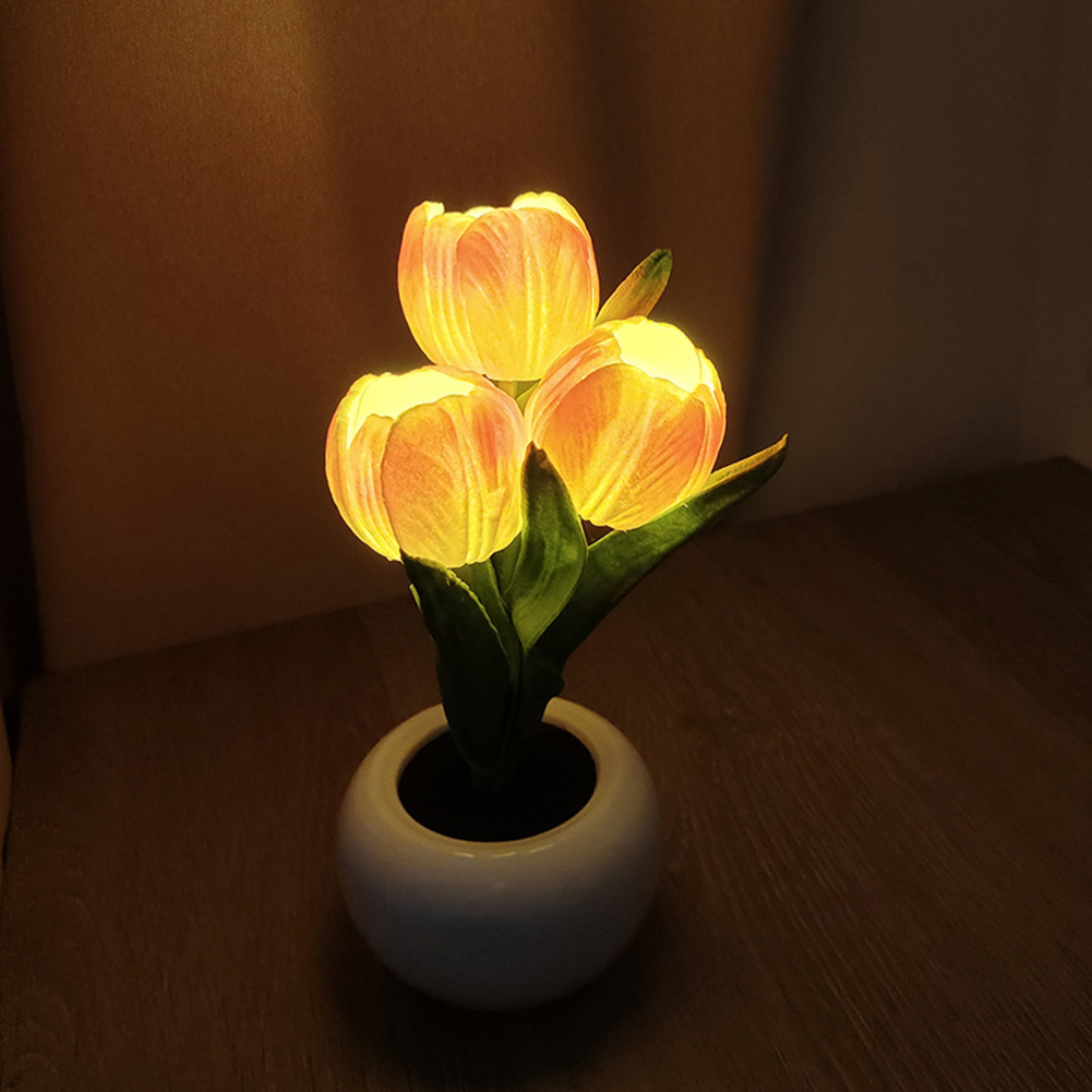 9x22cmの鉢植えのテーブルランプ。電池式で、チューリップ - Plant Pot のレビューと価格