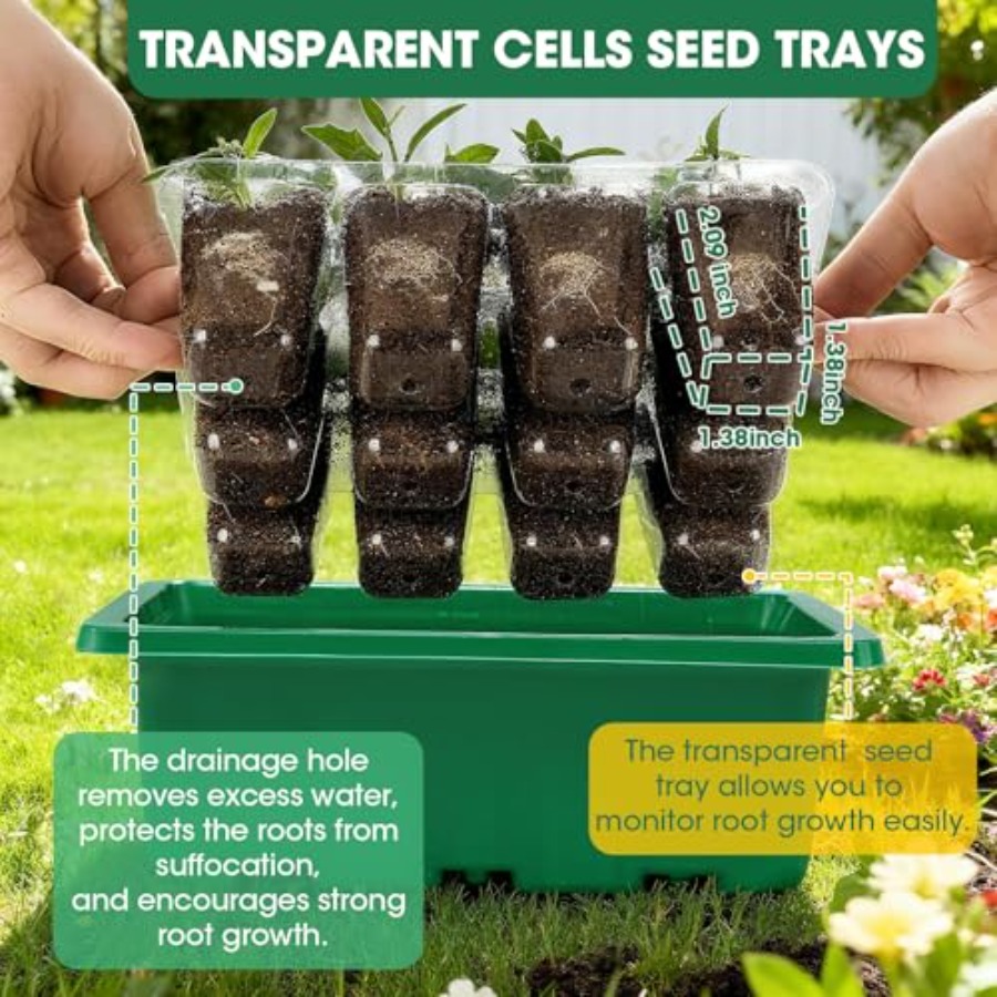 5パックの種子スタータートレイ（湿度ドーム付き）、透明な排水 - Seed Starter Tray のレビューと価格