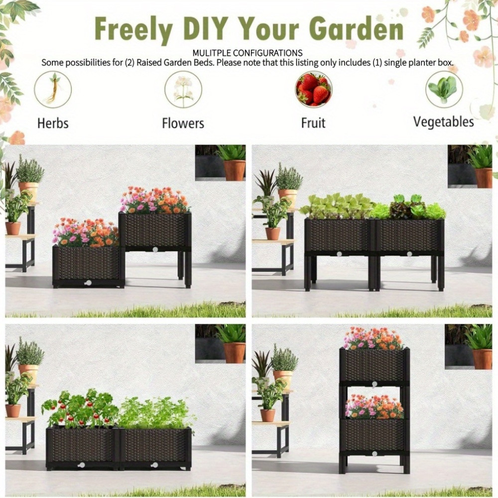 ガーデンレイズドベッド、自動給水装置と排水穴付きの高床式フラ - Raised Garden Bed のレビューと価格
