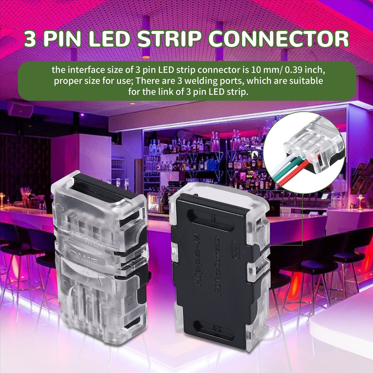 互換性のある11個の調整可能な3ピンLEDストリップコネクタ - Grow Light Led のレビューと価格