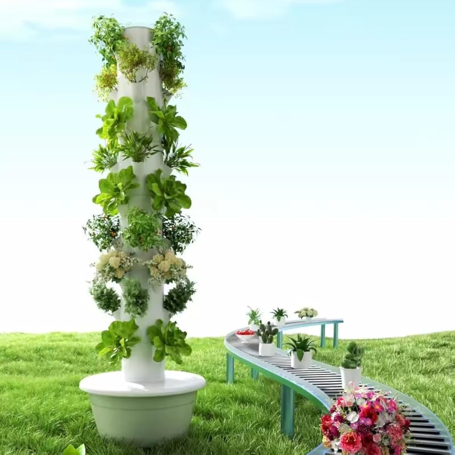 垂直水耕栽培タワー エアロポニックタワー 果物と野菜用 9層 - Vertical Planter のレビューと価格